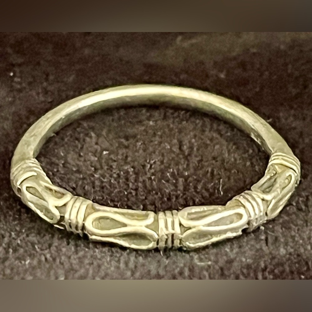 Artisan Bali 925 Sterling Silver Scroll Knotted Rope Band Ring Size 7.5 Estate